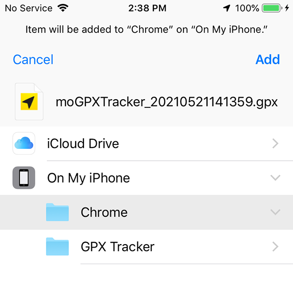 Example of saving GPX file